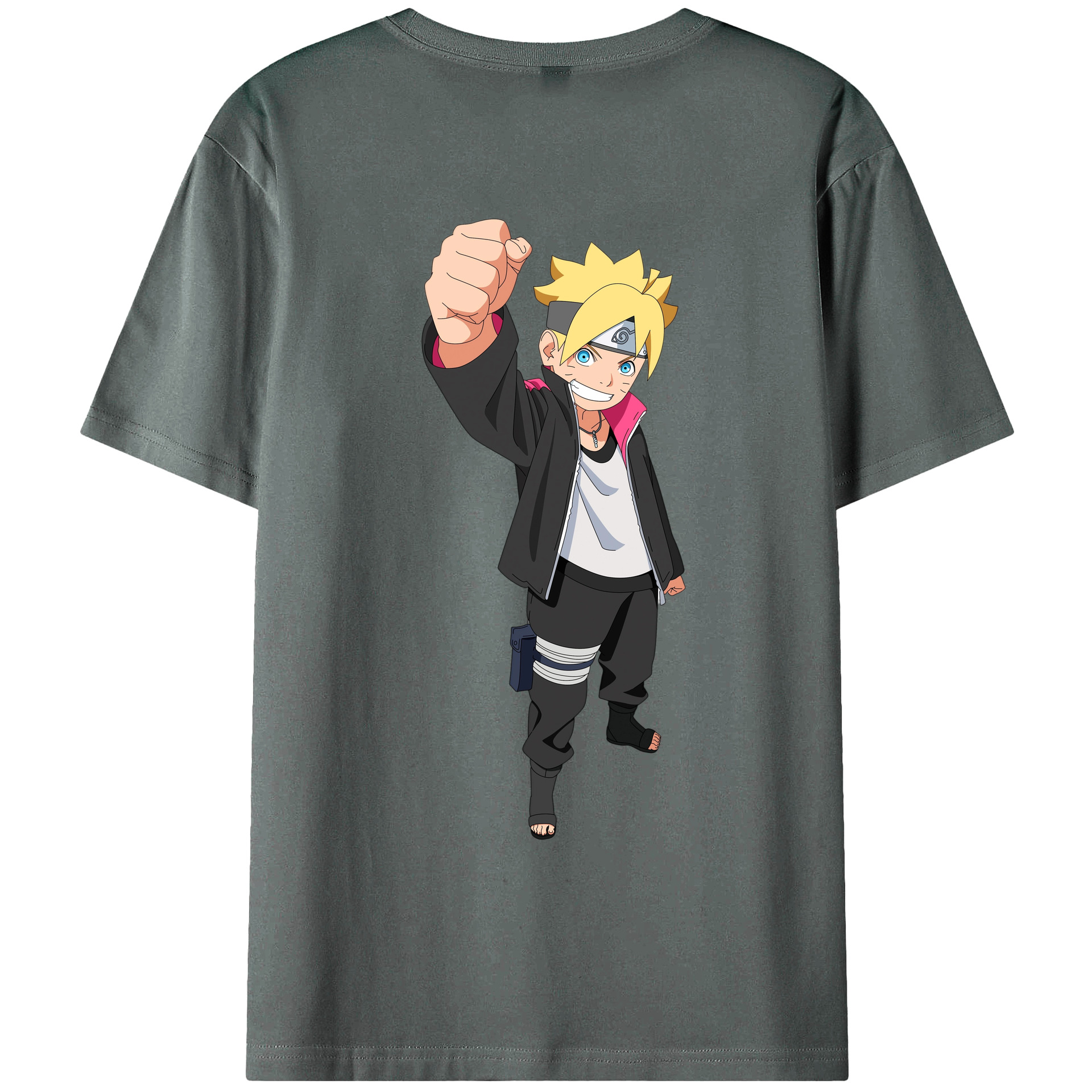 （画像用） NARUTO -ナルト- うずまき ボルト Uzumaki Boruto 綿100％ メンズ半袖Tシャツ（バックプリント） 通気性
